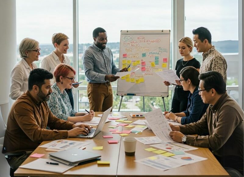 Collega’s in een aandachtig gesprek dat de dagelijkse organisatiecultuur vormt